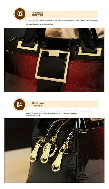 Sac à main multicouche en cuir souple pour femme, motif crocodile, coussin Boston, mères d'âge moyen, initié unique, nouveau, 2024