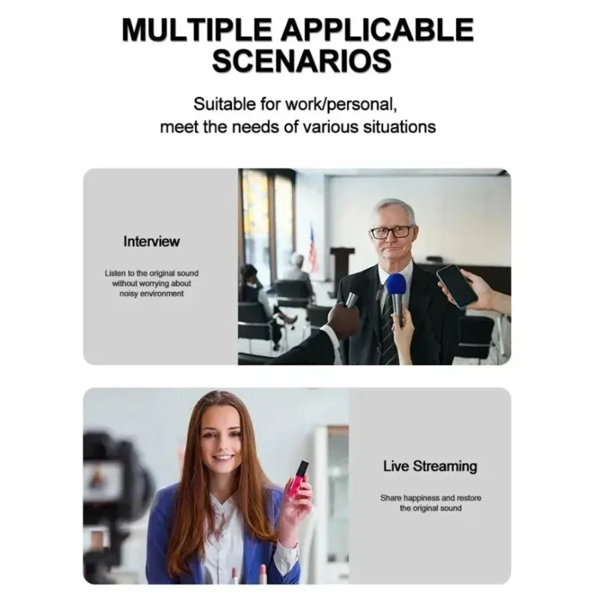 XIKCU Microphone Lavalier sans fil Portable enregistrement Audio vidéo Mini micro pour iPhone diffusion en direct téléphone de jeu avec réception