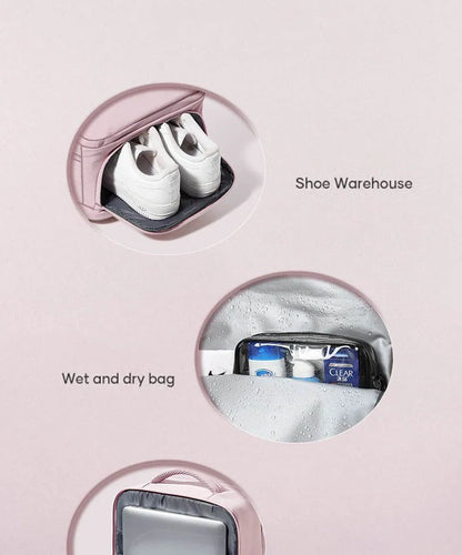 Sac à dos violet clair de grande capacité pour femmes avec séparation sèche et humide, sac d'ordinateur de transport, multifonctionnel étanche l