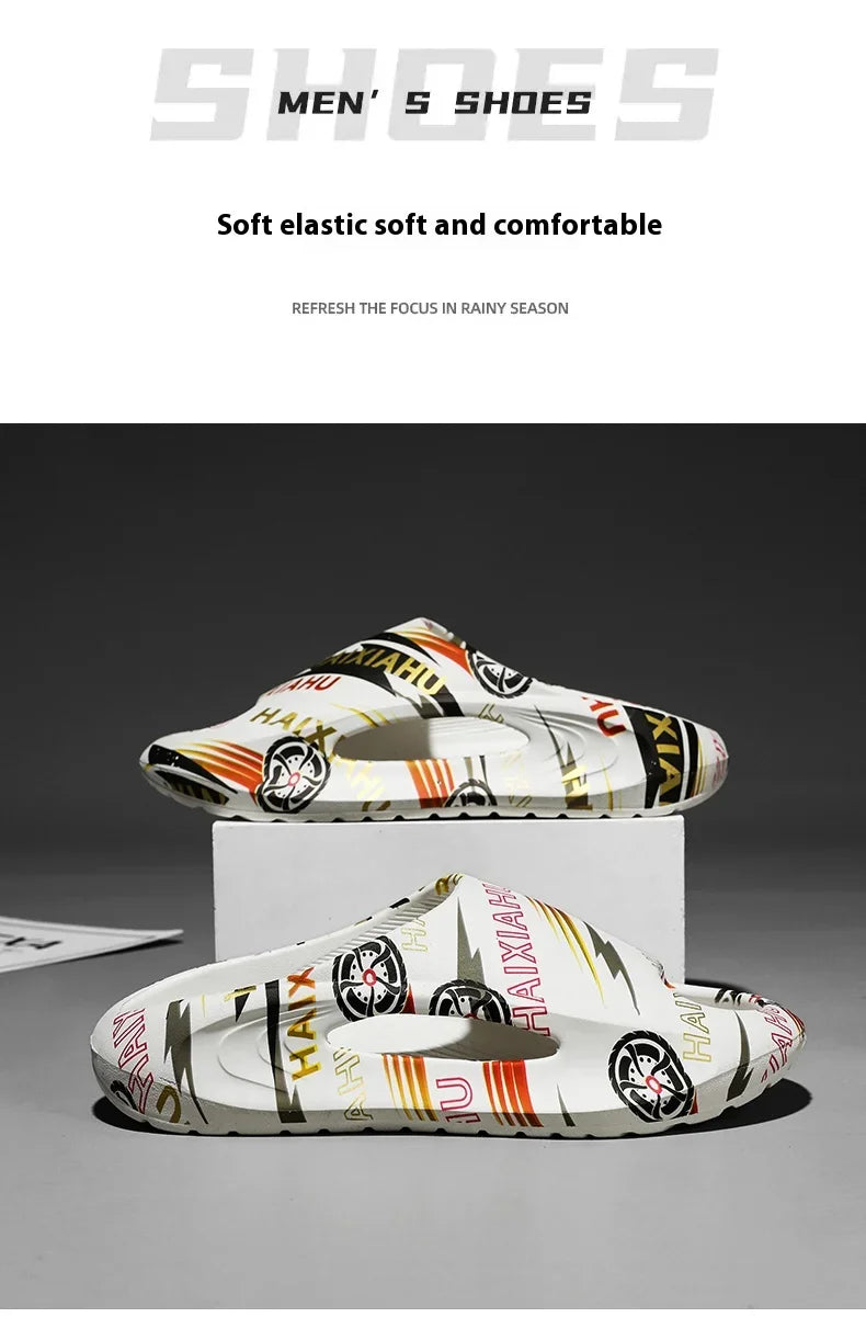 Plate-forme chaussures pour hommes nouveaux tongs d'été 2025 sandales respirant antidérapant amoureux hommes et femmes tout correspondant imprimé pantoufles hommes