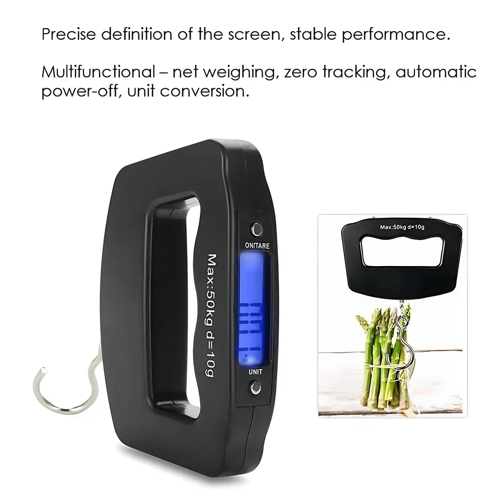 Balance à bagages numérique 50kg, valise électronique Portable, sac à bagages, outil de poids avec rétro-éclairage, balances électroniques suspendues de voyage