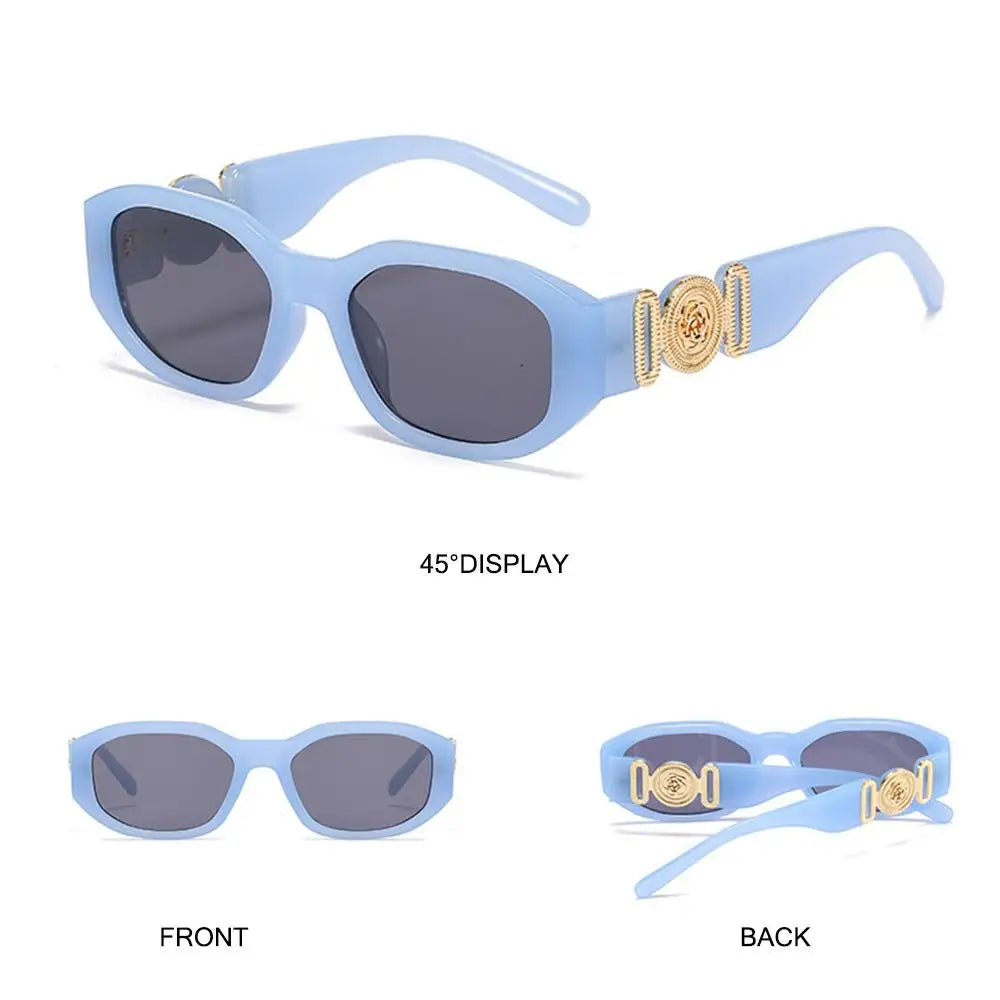 Lunettes de soleil Y2K irrégulières pour femmes et hommes, monture optique, nuances vintage, protection UV, design rose en métal, été