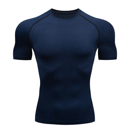Hommes Compression course t-shirt Fitness serré à manches courtes t-shirt formation Jogging chemises vêtements de sport séchage rapide Rashgard
