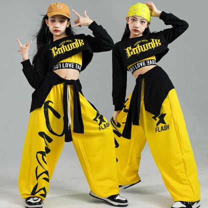 Ensemble de vêtements Hip Hop pour filles, haut court K-pop, pantalon cargo, cardigan de danse de rue pour enfants, streetwear pour enfants, groupe de filles, vêtements de jazz, mode