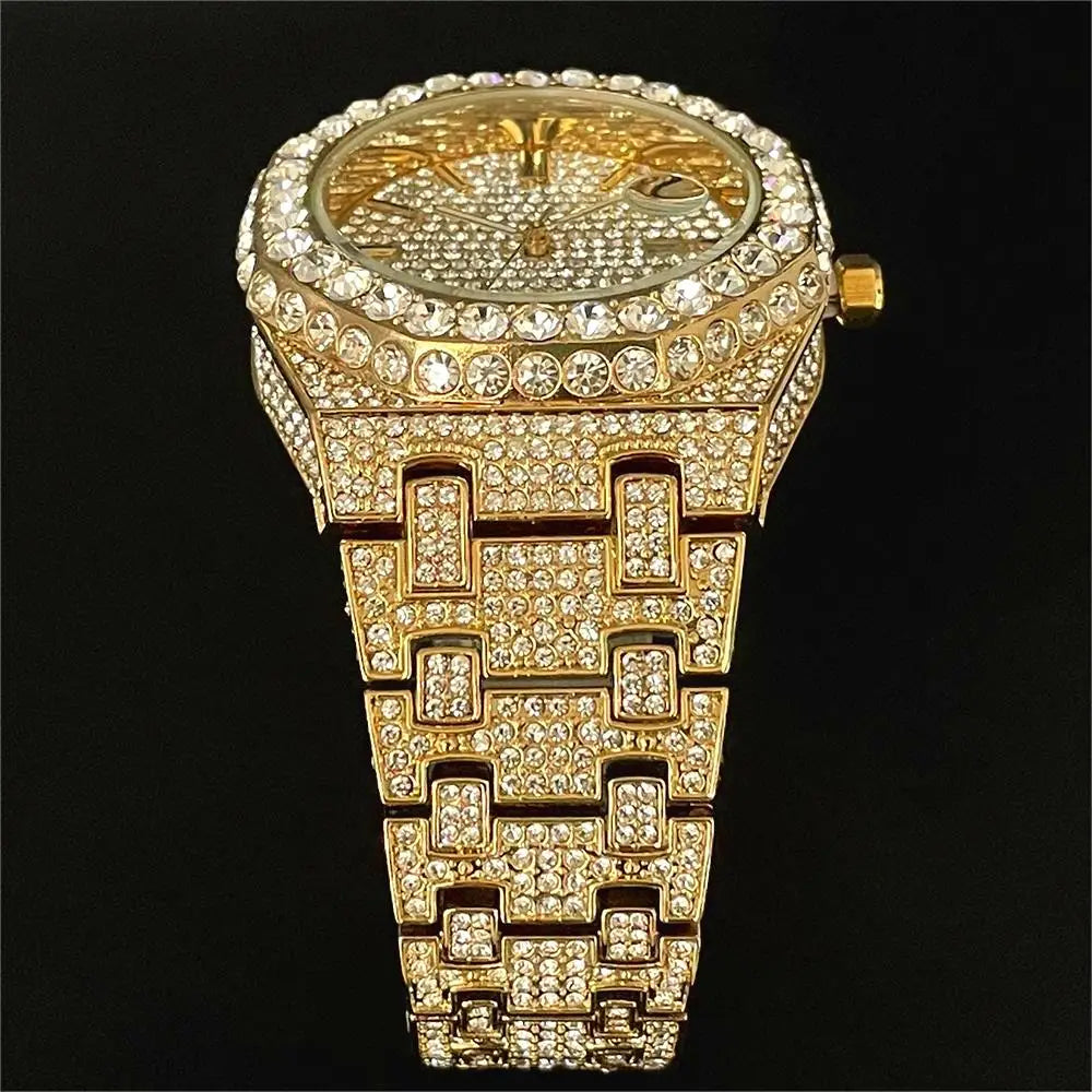 2024 Hip Hop hommes montres à quartz MISSFOX automatique Date glacé montre-bracelet mode bleu diamant bijoux montre pour homme livraison gratuite