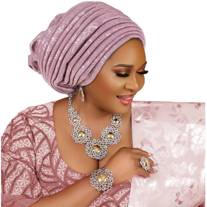 Turban Plissé pour Femme, Cravate de Sauna, ixde Mariage Africain, Nigeria, 2025