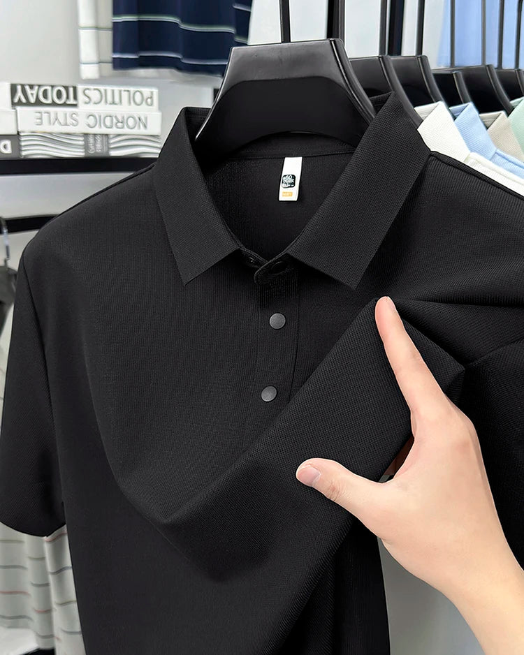 2025 Chemise polo gaufrée sportive pour hommes |   Tailles supérieures de Tennis de Golf évacuant l'humidité S-5XL, boutons-pression, antibactérien 7A de haute qualité