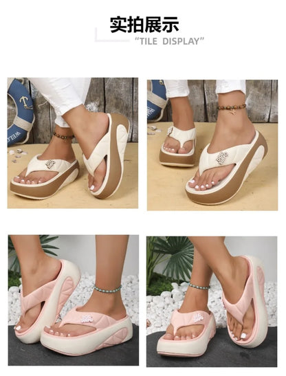 Tongs pour femmes 2025 été nouvelles pantoufles décontractées mode plate-forme pantoufles pour femmes en plein air plage pantoufles Lightw EVA diapositives