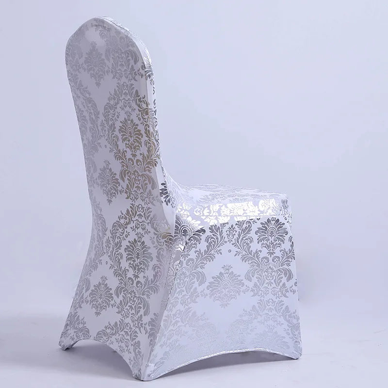 Housses de chaise de salle à manger bronzantes, or, argent, imprimé floral, amovible, lavable, extensible, décorative, pour mariage