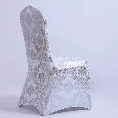 Housses de chaise de salle à manger bronzantes, or, argent, imprimé floral, amovible, lavable, extensible, décorative, pour mariage