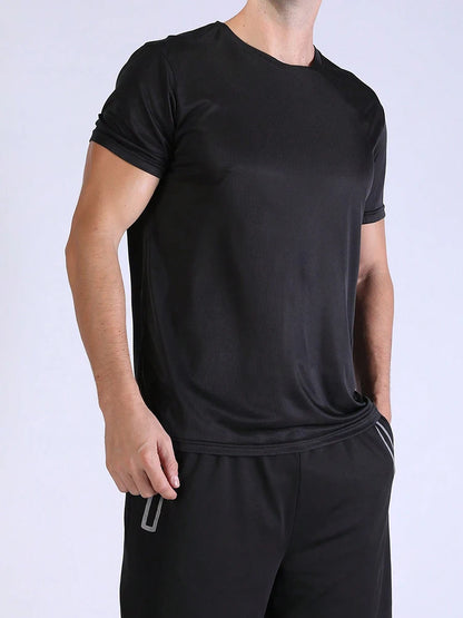 T-shirt de sport à séchage rapide ultraléger pour homme, haut léger, respirant, solide, document, entraînement de fitness, entraînement, course à pied, salle de sport