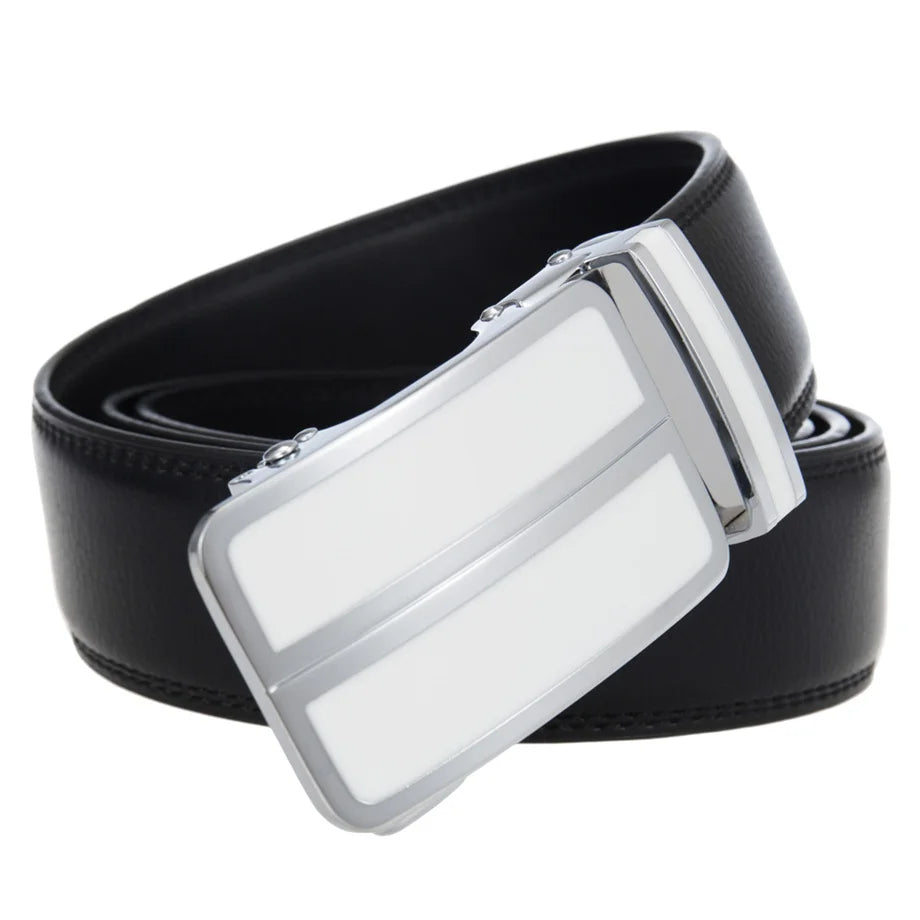 Plyesxale Black Khaki Blue Red White Leather Belt For Men Good Quality Mens Belts Luxury Automatic Buckle Waist Strap Male B1049