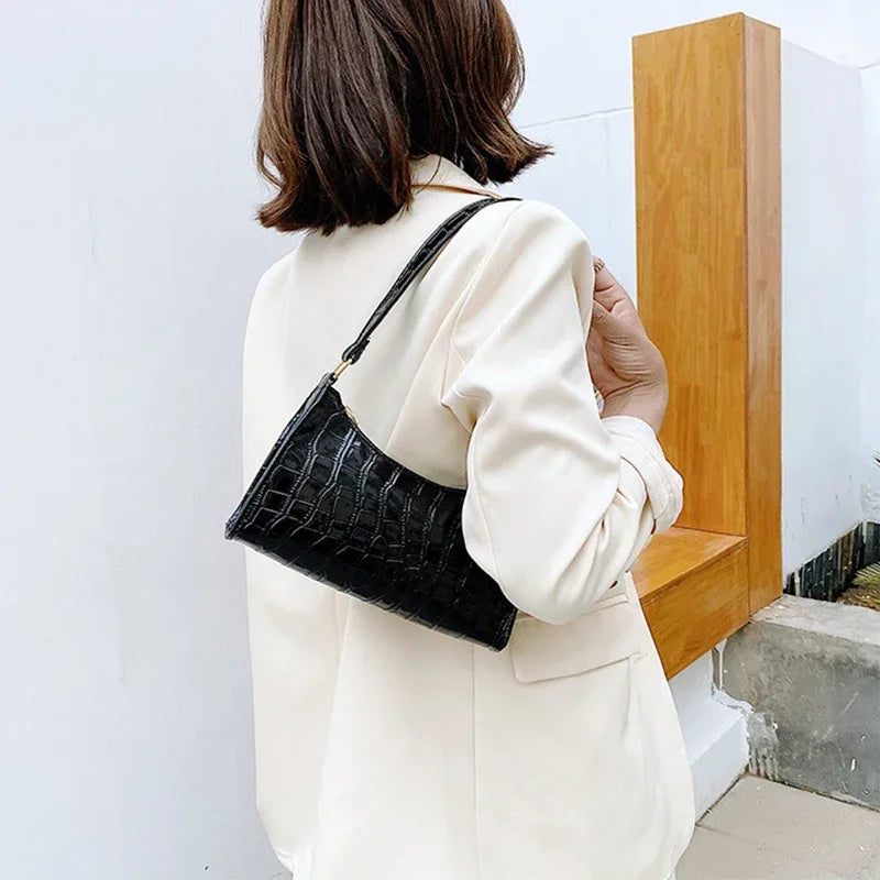 Sacs à main et bourse rétro motif Alligator pour femmes, petits sacs à bandoulière sous les aisselles, pochette fourre-tout en cuir PU de bonne qualité pour dames