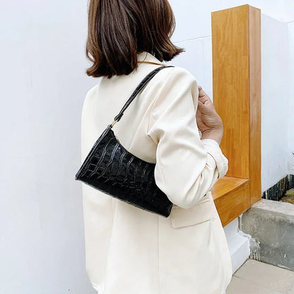Sacs à main et bourse rétro motif Alligator pour femmes, petits sacs à bandoulière sous les aisselles, pochette fourre-tout en cuir PU de bonne qualité pour dames