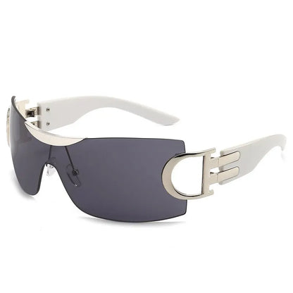 Lunettes de soleil Y2K sans monture pour femmes, lunettes de soleil sans cadre, nuances de chimshield, futuriste, respirant, unisexe, rond, mode