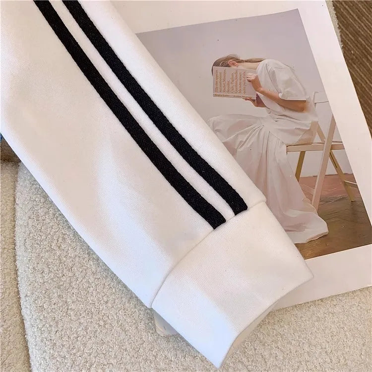 Ensemble pantalon femmes deux pièces ensembles Denim épissure fermeture éclair ensembles assortis manteaux décontractés jambe large pantalons longs à lacets taille élastique 2025