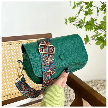 Sacs à bandoulière confortables à large sangle en cuir PU, sac à bandoulière à rabat décontracté pour femmes pour cadeaux, petits sacs à main et bourses de créateurs