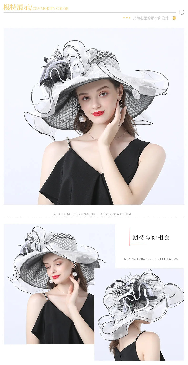 Chapeau pare-soleil décoratif avec fleurs en maille pour femmes, chapeau adulte, multicolore, en option, approvisionnement direct, Europe et États-Unis