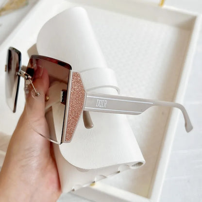 1pc lentille ombrée surdimensionnée pour femmes hommes lunettes sans monture à bord coupé lunettes décontractées