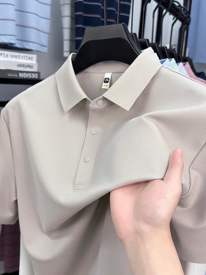 2025 Chemise polo gaufrée sportive pour hommes |   Tailles supérieures de Tennis de Golf évacuant l'humidité S-5XL, boutons-pression, antibactérien 7A de haute qualité