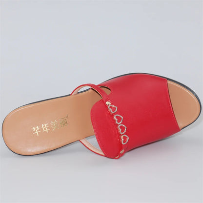 Chaussures à talons hauts de 10cm pour femmes, chaussures à plateforme, pantoufles d'été à semelle épaisse en cuir avec cœur épais, pour bureau et mariage, 2025