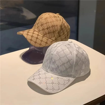 Casquette de Baseball avec lettres en strass, tendance décontractée, chapeau de soleil de rue, protection solaire, cent avec langue de canard, casquette à rebond