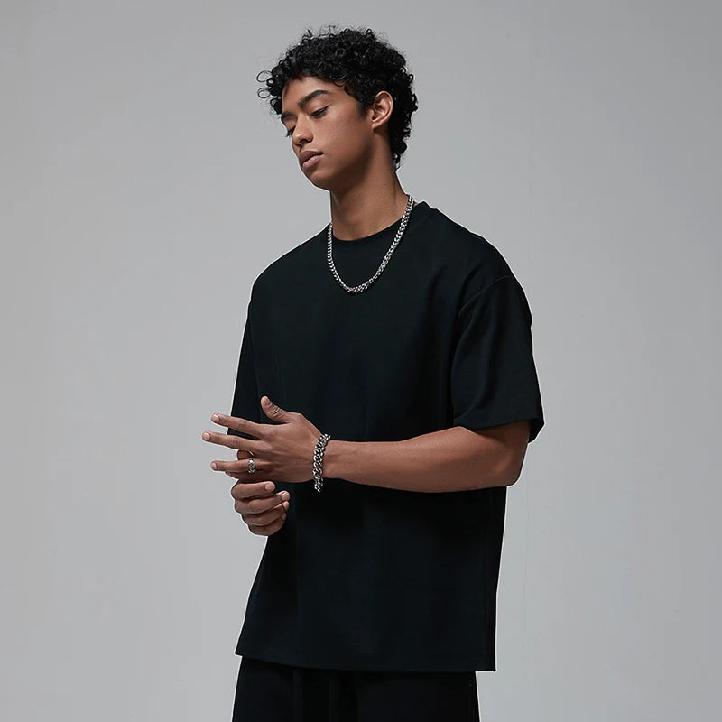 100 T shirt en coton lourd pour hommes et femmes, Tops à manches courtes, Tee shirts solides et surdimensionnés, vêtements de qualité 6.8oz 230gsm