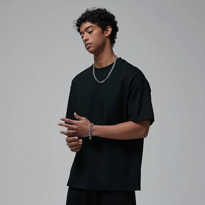 100 T shirt en coton lourd pour hommes et femmes, Tops à manches courtes, Tee shirts solides et surdimensionnés, vêtements de qualité 6.8oz 230gsm