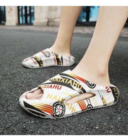 Plate-forme chaussures pour hommes nouveaux tongs d'été 2025 sandales respirant antidérapant amoureux hommes et femmes tout correspondant imprimé pantoufles hommes