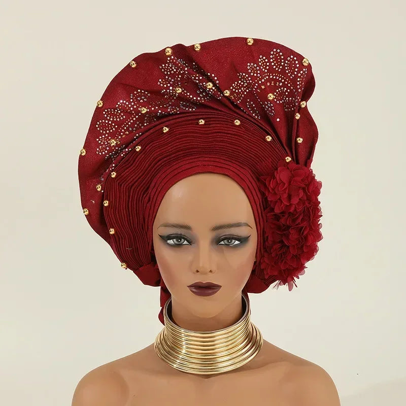 Turban africain nigérian, Bonnet Hijab Auto Gele, couvre-chef déjà fabriqué Sego Gele, bandeau pour fête de mariage