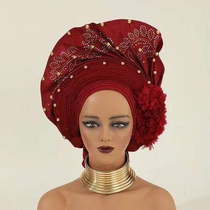 Turban africain nigérian, Bonnet Hijab Auto Gele, couvre-chef déjà fabriqué Sego Gele, bandeau pour fête de mariage