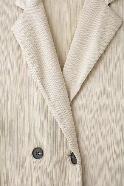 TRAFZA 2025 femmes pantalons décontractés ensemble taille haute pantalon à jambes larges + solide Beige ample glace soie Double boutonnage chemise hauts 2025 à la mode