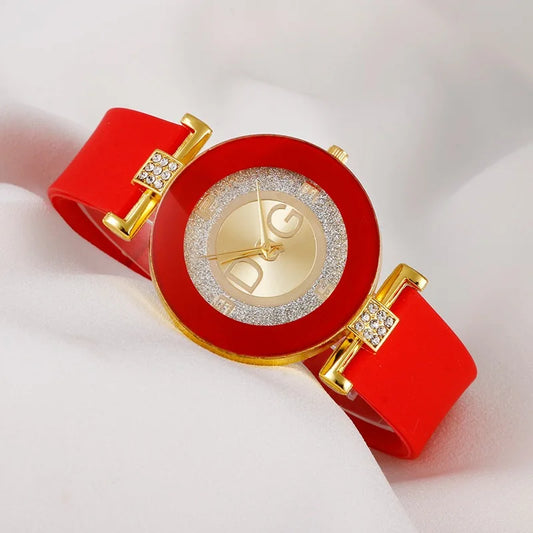 DQG-Montre-bracelet numérique à quartz pour hommes et femmes, diamant en silicone rouge, cadeau de livraison directe, marque supérieure de luxe