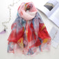 Foulard en soie glacée pour protection solaire, foulard enveloppant, grande serviette de plage pour femmes, imprimé fin, Micro-à traversant, châle de climatisation, 180cm