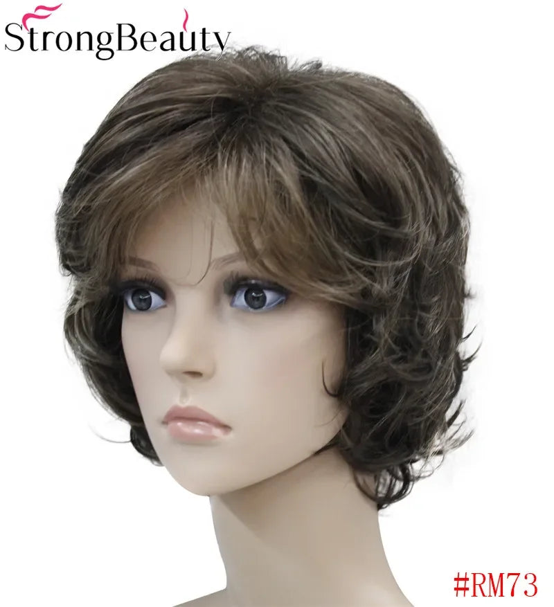 Forte beauté dames perruques courtes ondulées cheveux blonds dorés pour les femmes synthétique Capless perruque 16 couleurs