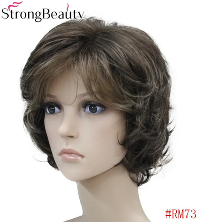 Forte beauté dames perruques courtes ondulées cheveux blonds dorés pour les femmes synthétique Capless perruque 16 couleurs