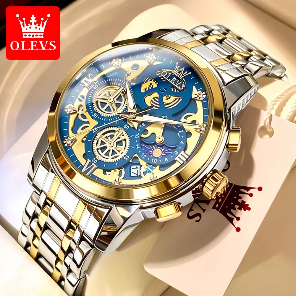 OLEVS marque originale montres pour hommes de luxe mode montre à Quartz de haute qualité nouveau Concept conception bracelet en acier inoxydable montre-bracelet