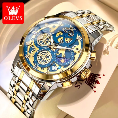 OLEVS marque originale montres pour hommes de luxe mode montre à Quartz de haute qualité nouveau Concept conception bracelet en acier inoxydable montre-bracelet