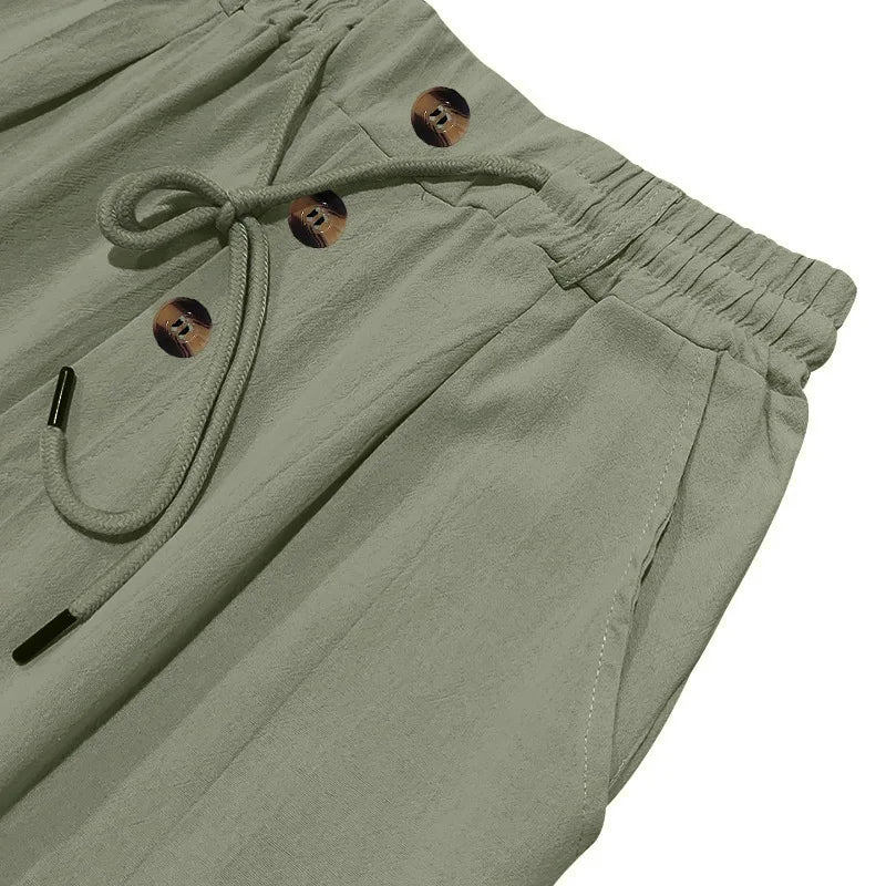 Pantalon de plage confortable en coton et lin pour hommes, sangle droite, haute qualité, décontracté, printemps et automne, nouvelle mode, 2025