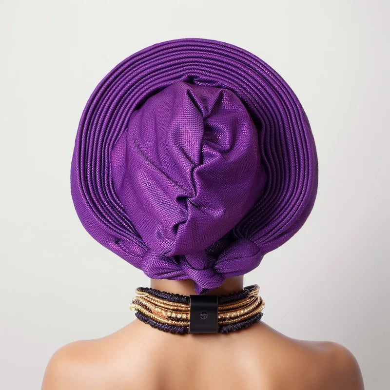 Geles de mariage nigérian, couvre-chef africain, Turbans Auto Gele pour femmes, tissu Aso Oke, couvre-chef musulman, couvre-chef féminin