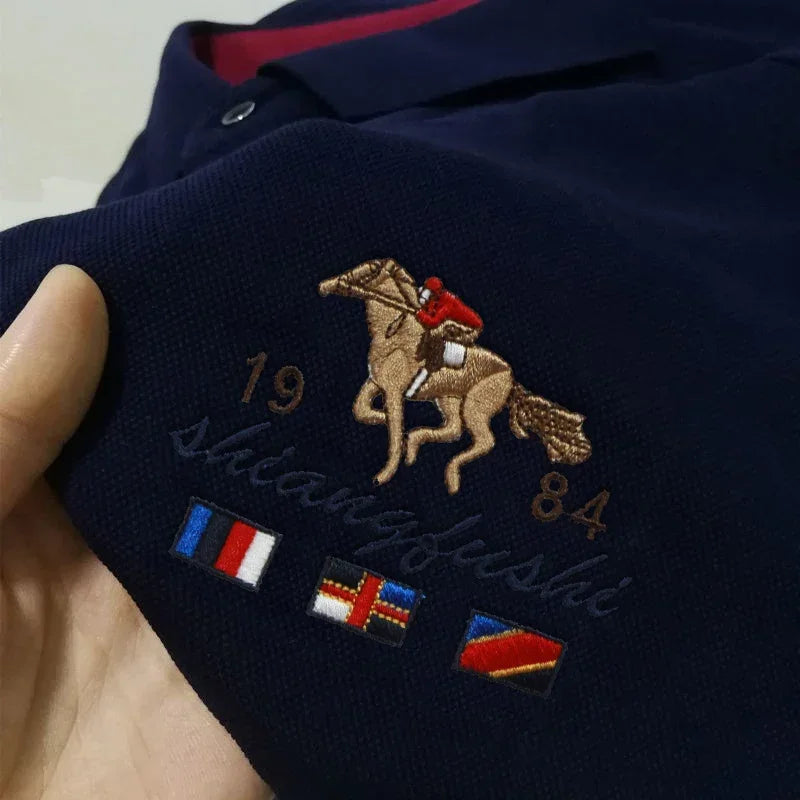 Polo brodé pour homme, haut respirant et confortable, mode décontractée