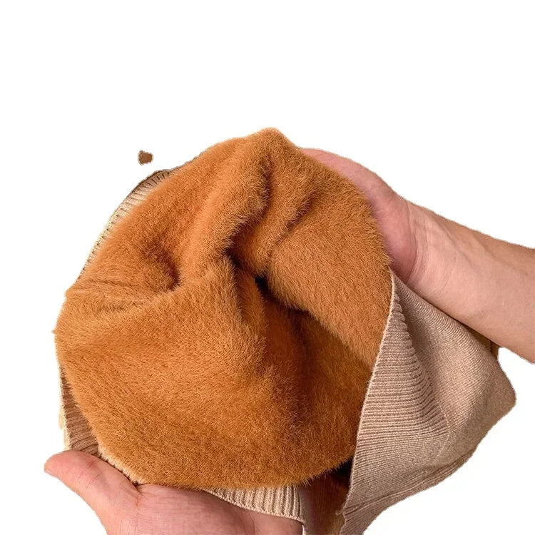 Pull à col rond pour femme, vêtements de printemps et d'hiver, pull chaud tricoté doublé en polaire, hauts à la mode coréenne, tricot féminin