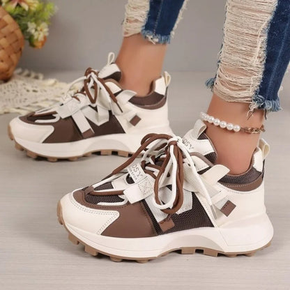 Baskets Basses Confortables à Lacets pour Femme, Chaussures d'Extérieur Décontractées et Respirantes, Nouvelle Collection 2025