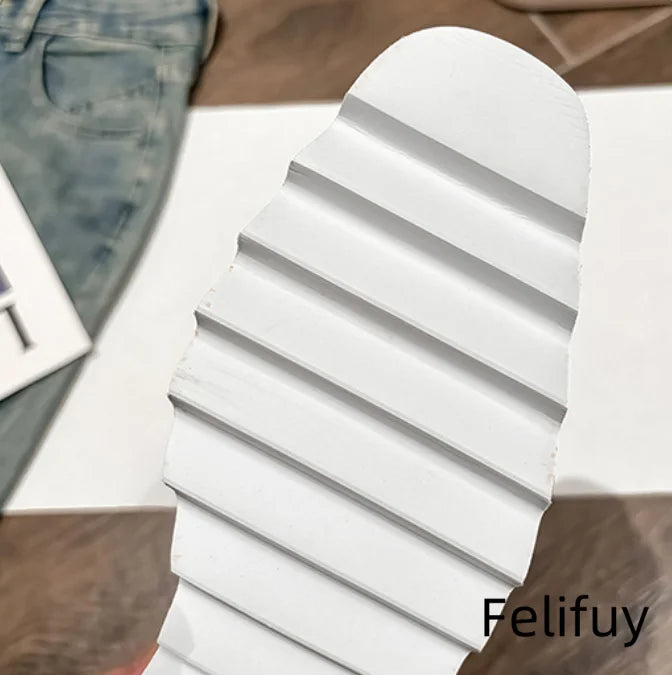 Baskets Blanches en Cuir de Vache pour Femme, Chaussures à Semelle Optique, Décontractées, à Lacets, Confortables, d'Extérieur, de Styliste, Printemps 2024