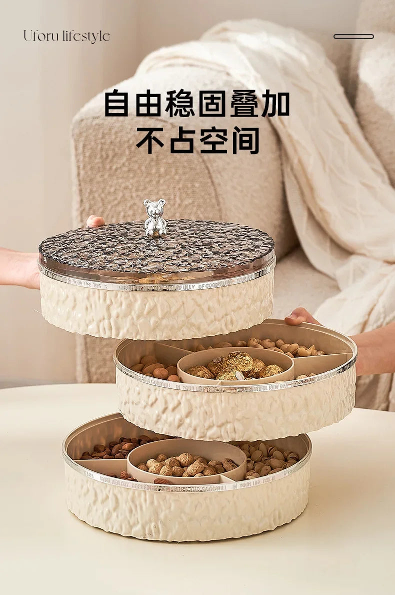 Boîte à snacks transparente multicouche, anti-poussière, acrylique, fruits secs, boîte de rangement pour bonbons et noix, salon moderne, conteneur solaire