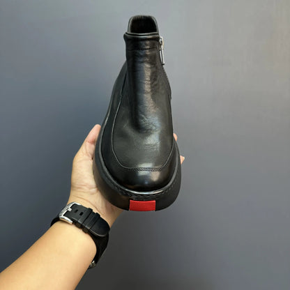 Bottes courtes montantes en cuir véritable pour hommes, chaussures décontractées, semelle optique rétro, printemps et automne, nouveau, 2025