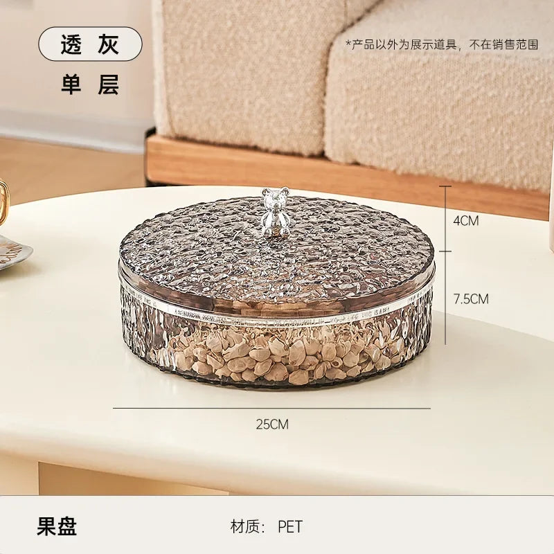 Boîte à snacks transparente multicouche, anti-poussière, acrylique, fruits secs, boîte de rangement pour bonbons et noix, salon moderne, conteneur solaire