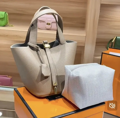 Nouveau 2025 sac seau en cuir pour femmes panier de légumes sac à main maman sac de mariage sac à bandoulière en polyuréthane souple avec poche Mobile