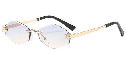 Lunettes de soleil personnalisées en losange sans cadre pour femmes, lunettes de soleil classiques élégantes et polyvalentes, lunettes de soleil de luxe et haut de gamme, UV400