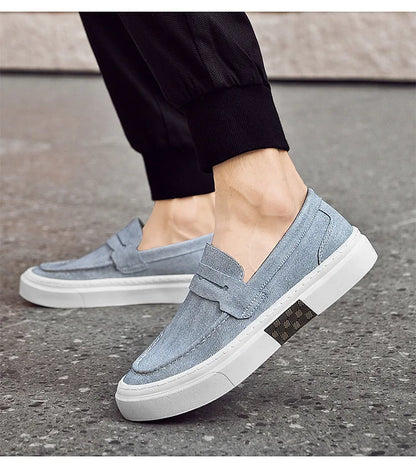 Mocassins d'été pour hommes, chaussures décontractées vertes faites à la main, chaussures de marche pour hommes, chaussures de conduite polyvalentes à semelle épaisse